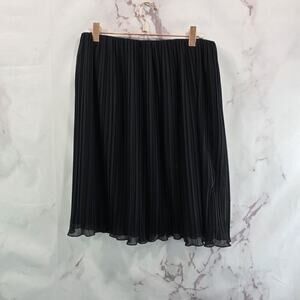 Alex Evenings Skirt Womens Medium Black Pleated Lettuce Hem Shift Ruffle